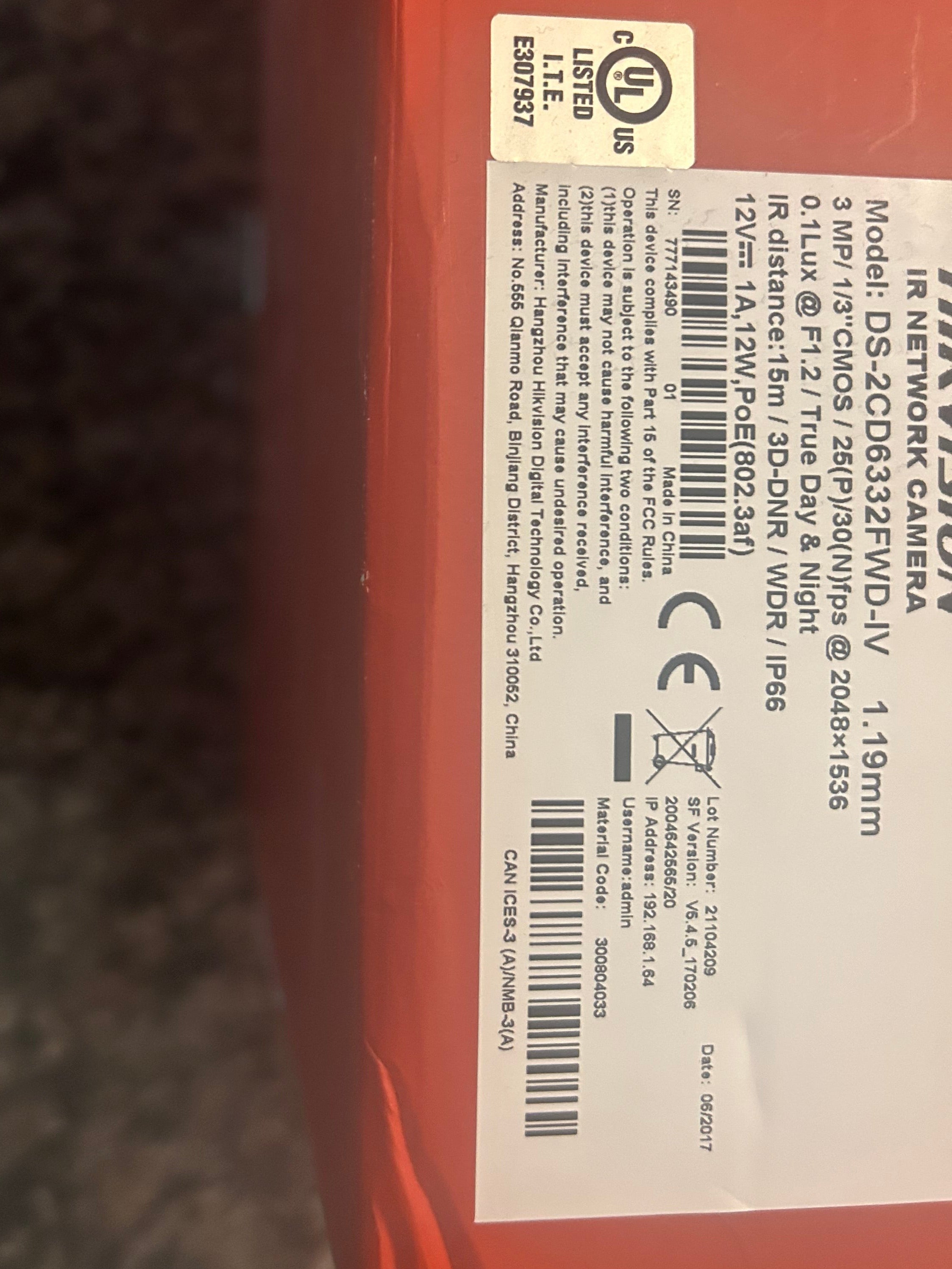 Hikvision Fisheye DS-2CD6332FWD-IV, OEM BRAND NEW